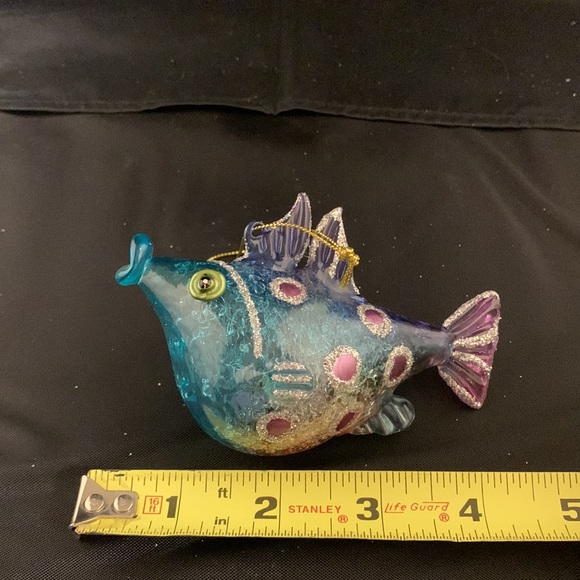 🎄Set Of 5 Hand Blown Glass Fish Christmas Ornaments - Picture 10 of 16